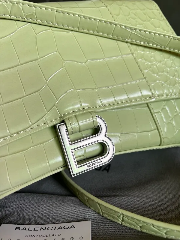 All Categories Official Website "Brand Women's Bags" Women's Bags 💙 BALENCIAGA 2026 New BALENCIAGA Crocodile Pattern Buckle Hourglass Bag