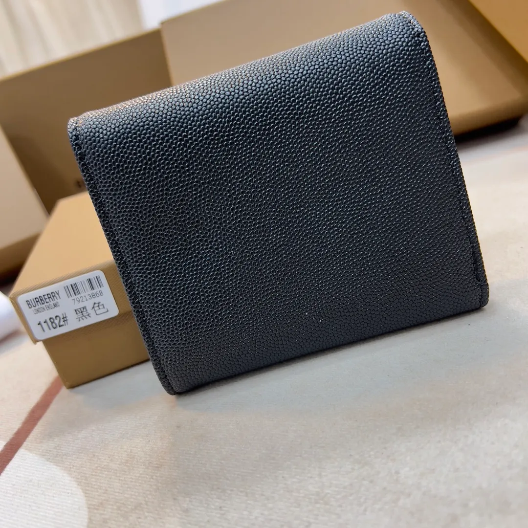 p170【Burberry·Burberry】original product🇮🇹～～🎉 Vintage flip short clip, with imported soft calf leather👍counter quality, fine workmanship💋actual photo📷,🆔🆔1182 black, size: 11.5cm*9.5cm*3cm