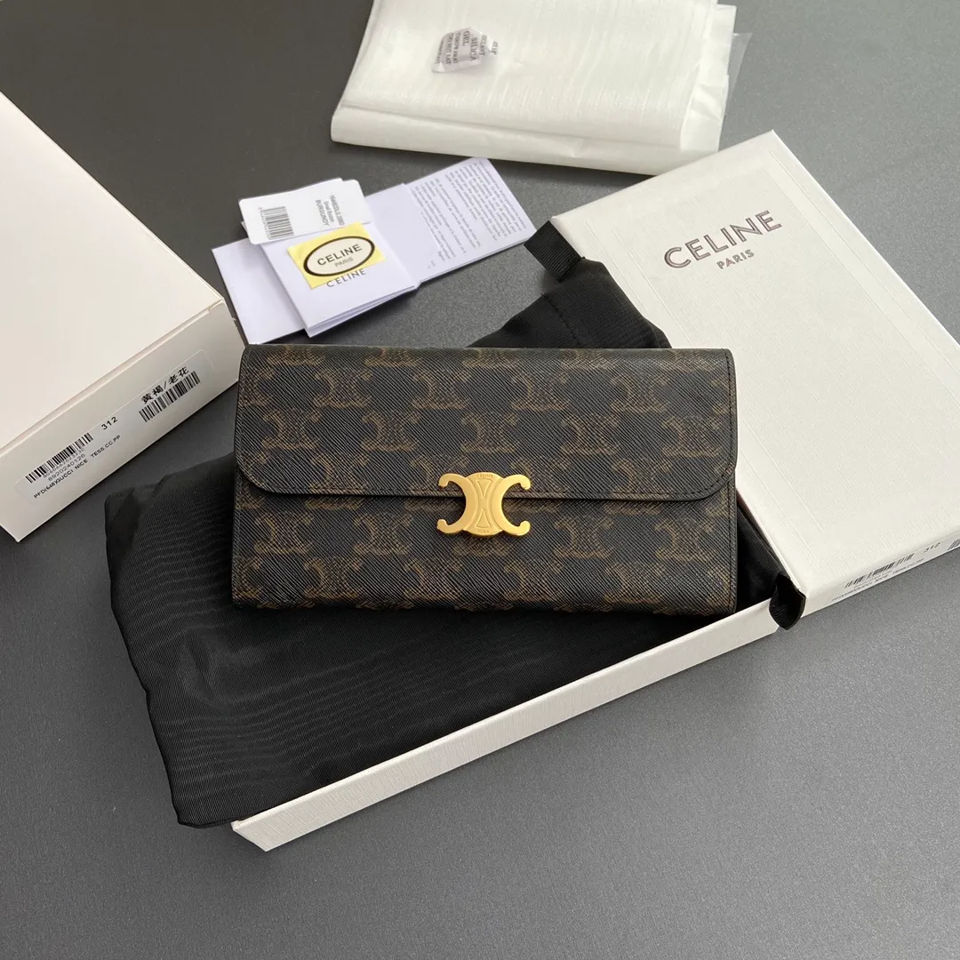 [Special grade pure steel hardware original leather] TRIOMPHE iconic printed wallet/No.: 10E312DPV.38NO 313 312 yellow brown/presbyopia