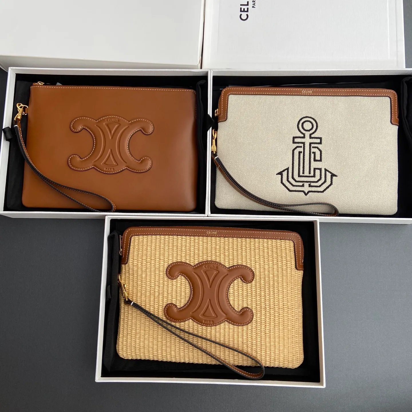 [Special grade pure steel hardware original leather] TRIOMPHE iconic printed clutch bag/No.: 10J 502 FES.04LU 503 502 Size: w25×h17.5×d1cm