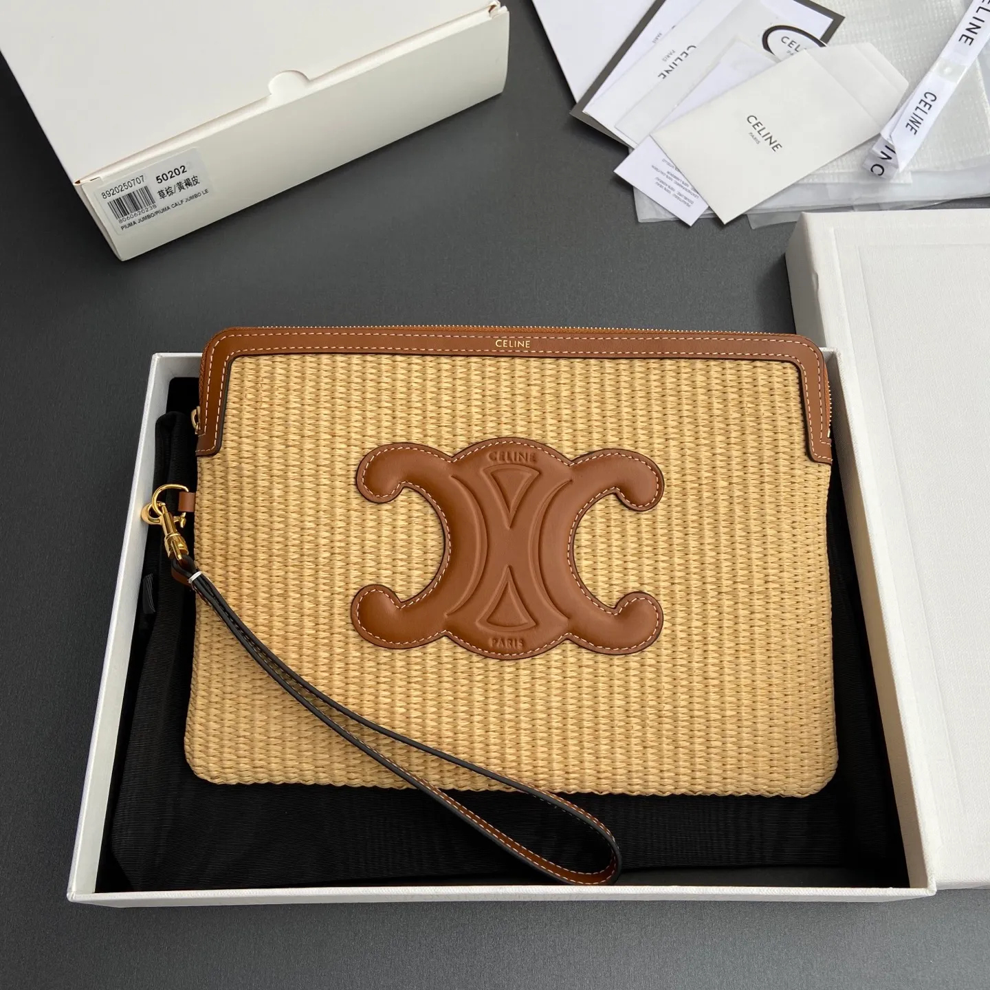 [Special grade pure steel hardware original leather] TRIOMPHE iconic printed clutch bag/No.: 10J 502 FES.04LU 503 502 Size: w25×h17.5×d1cm
