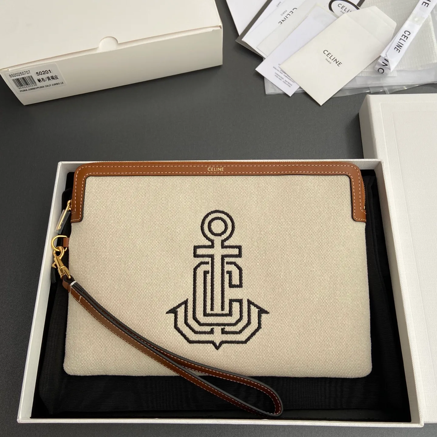 [Special grade pure steel hardware original leather] TRIOMPHE iconic printed clutch bag/No.: 10J 502 FES.04LU 503 502 Size: w25×h17.5×d1cm
