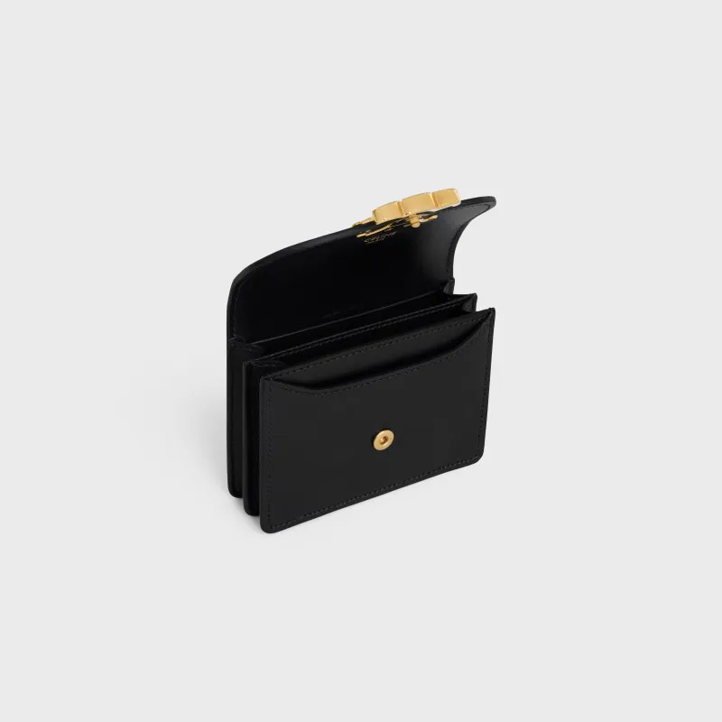 [Special grade pure steel hardware original leather] ¥660 TRIOMPHE bright cow leather business card bag/new model No.: 10N 063 FOZ.24VR 062 063 Black full leather Size: w10.5×h8.5×d3cm