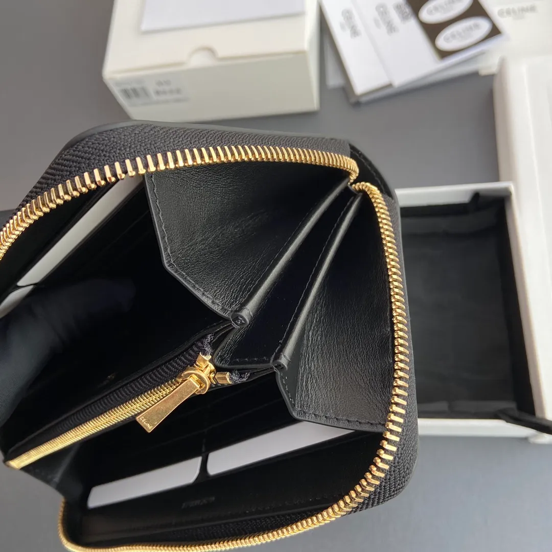 [Special grade pure steel hardware original leather] ¥740 TRIOMPHE smooth cowhide long zipper bag Zipper closure 2 gusseted compartments 12 credit card slots 2 flat pockets No.: 10K 513 DR8.04LU 513 Black full leather Size: w19×h10×d2cm