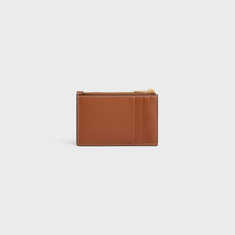 [Special grade pure steel hardware original leather] TRIOMPHE bright sheep leather card holder/2024 small competition No.: 10K58304EMJ.04LU K58304 yellow brown full leather (sheepskin)
