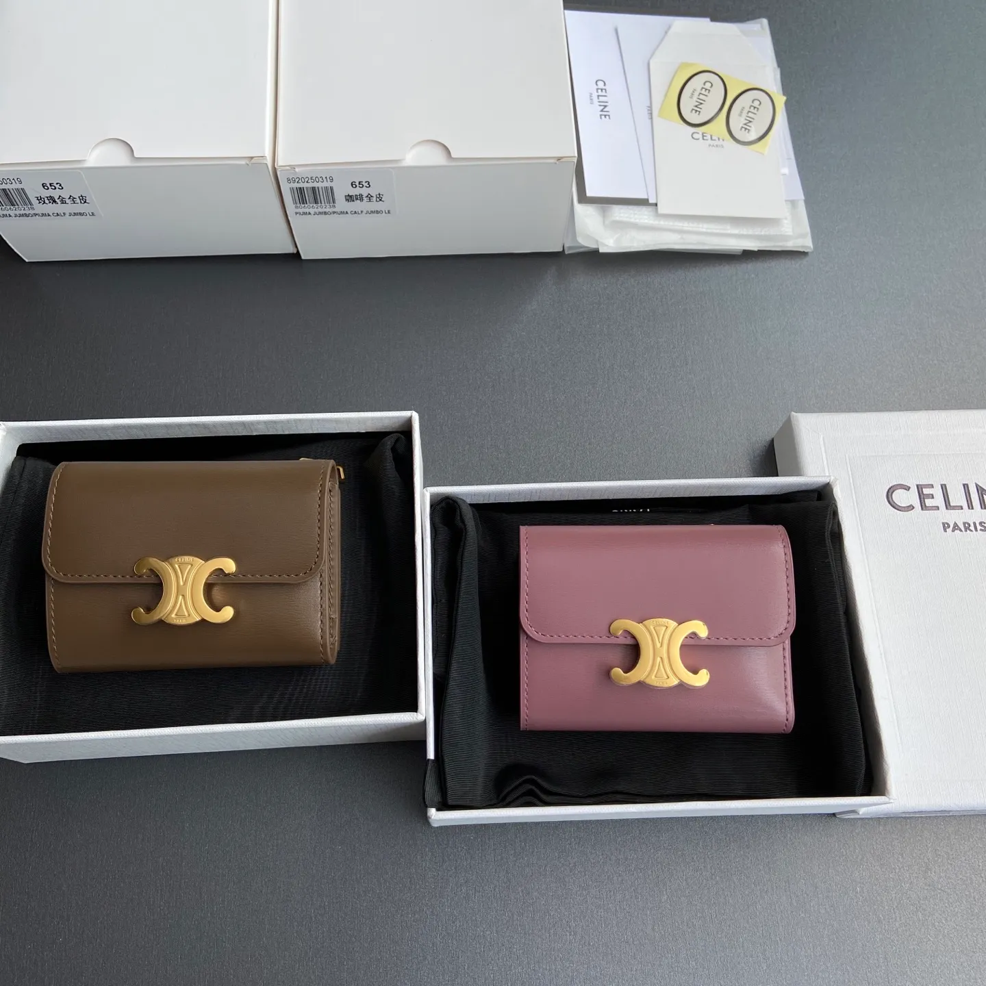 [Special grade pure steel hardware original leather] ¥680 TRIOMPHE glossy leather short wallet/No.: 10l653DS3.04LU652 653 Size: w9.5×h7.5×3cm Combination picture