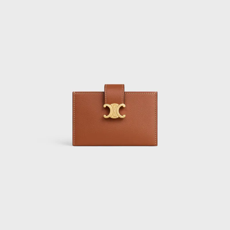 [Special grade pure steel hardware original leather] ¥660 ACCORDEON soft grained cow leather card holder/new model No.: 10N843GHH.38NO 842 843 Yellow brown full leather Size: w11×h7×d2.5cm