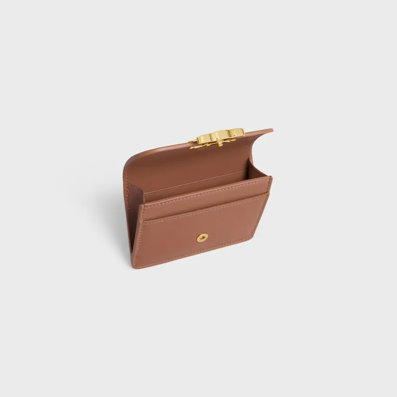 [Special grade pure steel hardware original leather] TRIOMPHE glossy cow leather flip card holder / No.: 10I582CPJ.04LU 583 Bronze full leather Size: w10×h7.5×d2cm
