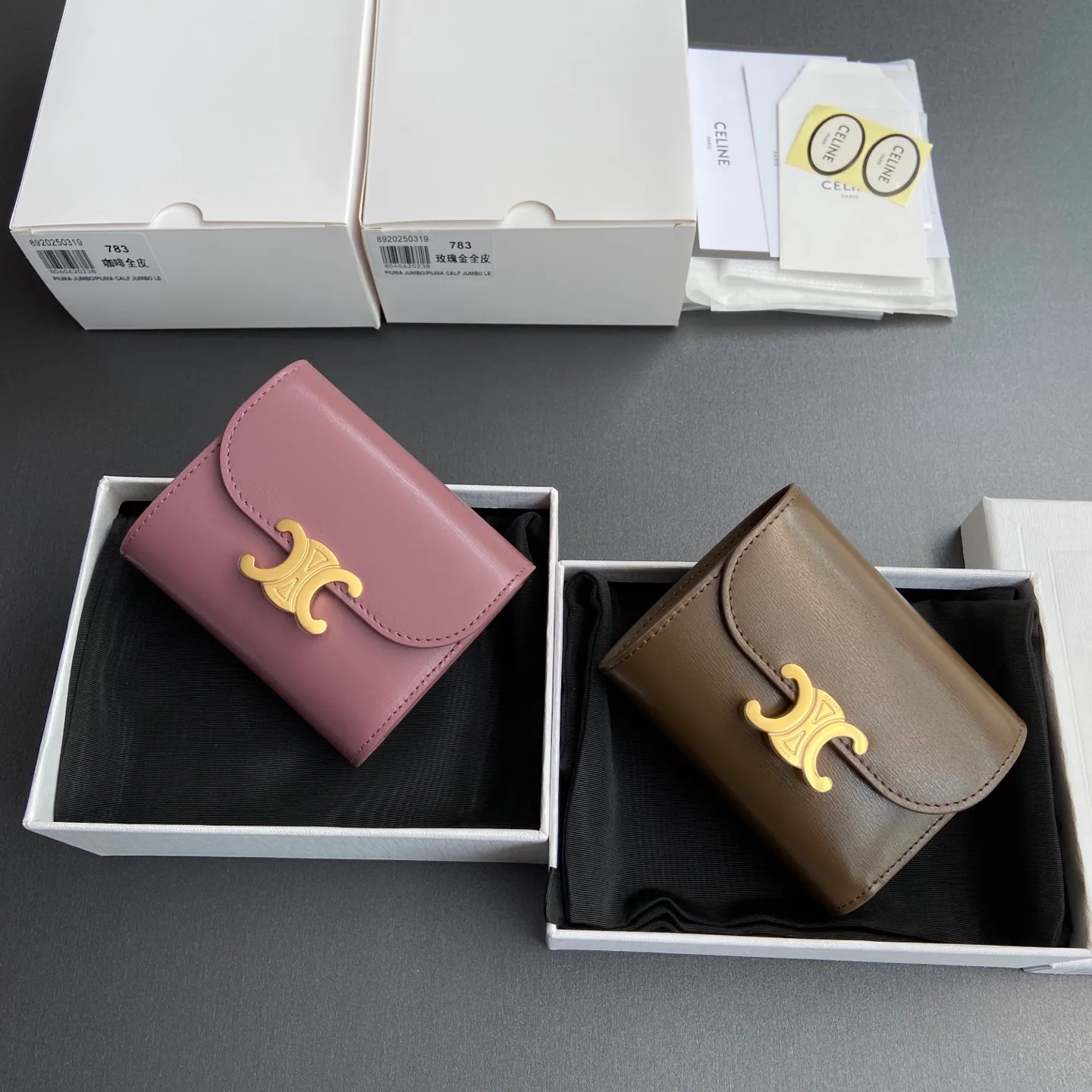 [Special grade pure steel hardware original leather] ¥700 TRIOMPHE bright cow leather wallet/No.: 10D782CQH.04LU782 783 Size: w10.5×9×3cm. Combination picture