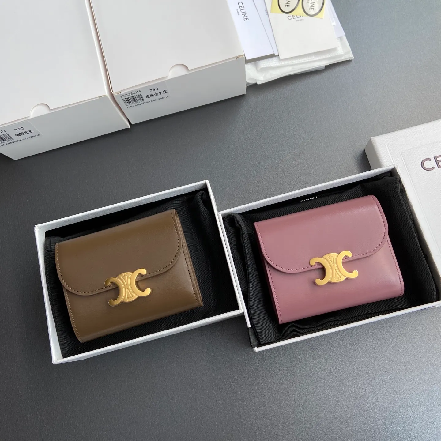 [Special grade pure steel hardware original leather] ¥700 TRIOMPHE bright cow leather wallet/No.: 10D782CQH.04LU782 783 Size: w10.5×9×3cm. Combination picture