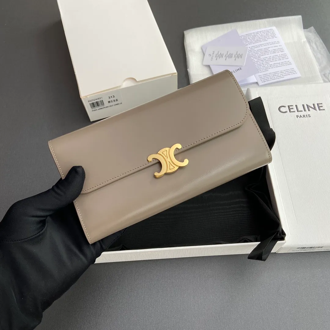 [Special grade pure steel hardware original leather] ¥740 TRIOMPHE shiny cow leather wallet / 12 card slots 1 zipper coin pocket 1 flat pocket 2 gusseted compartments Number: 10E313DPV.38NO 312 313 Pebble color full leather Size: w19×10×3cm