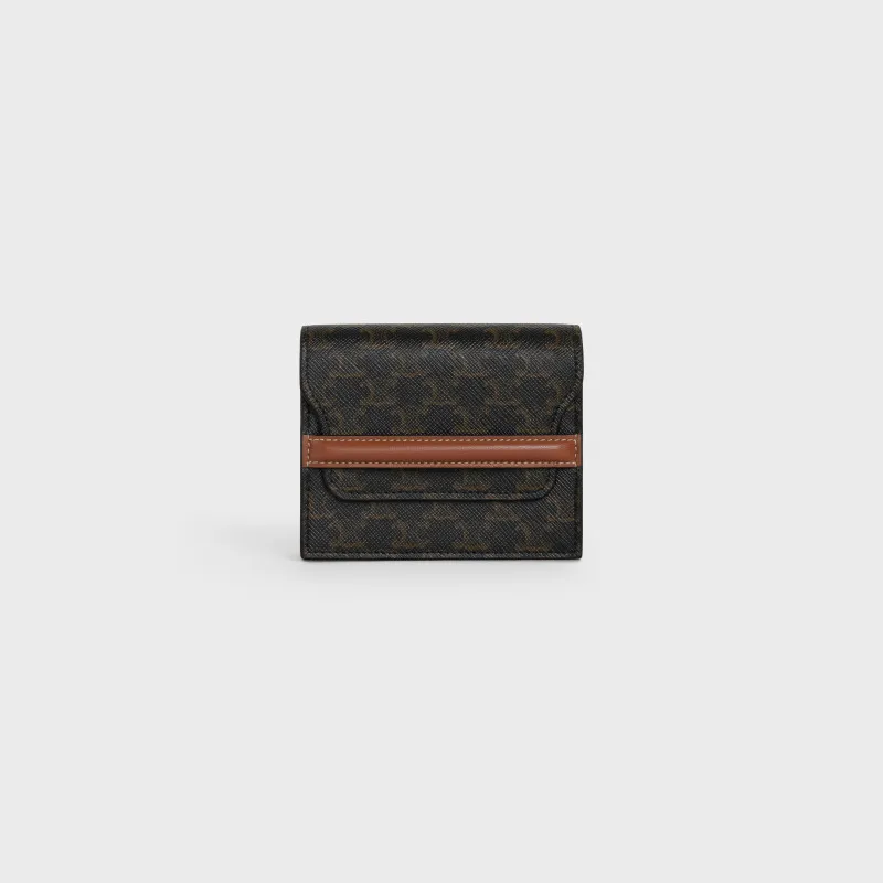 [Special grade imported original leather] TRIOMPHE logo printed card holder and business card holder/2024 Xiaosai No.: 10E242BZ904.LU 242 yellow brown/presbyopia