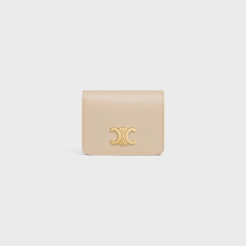 [Special grade pure steel hardware original leather] ¥640 TRIOMPHE bright cow leather short wallet No.: 10K623DPV.38NO 622 623 Nude full leather Size: w11×9×3cm.