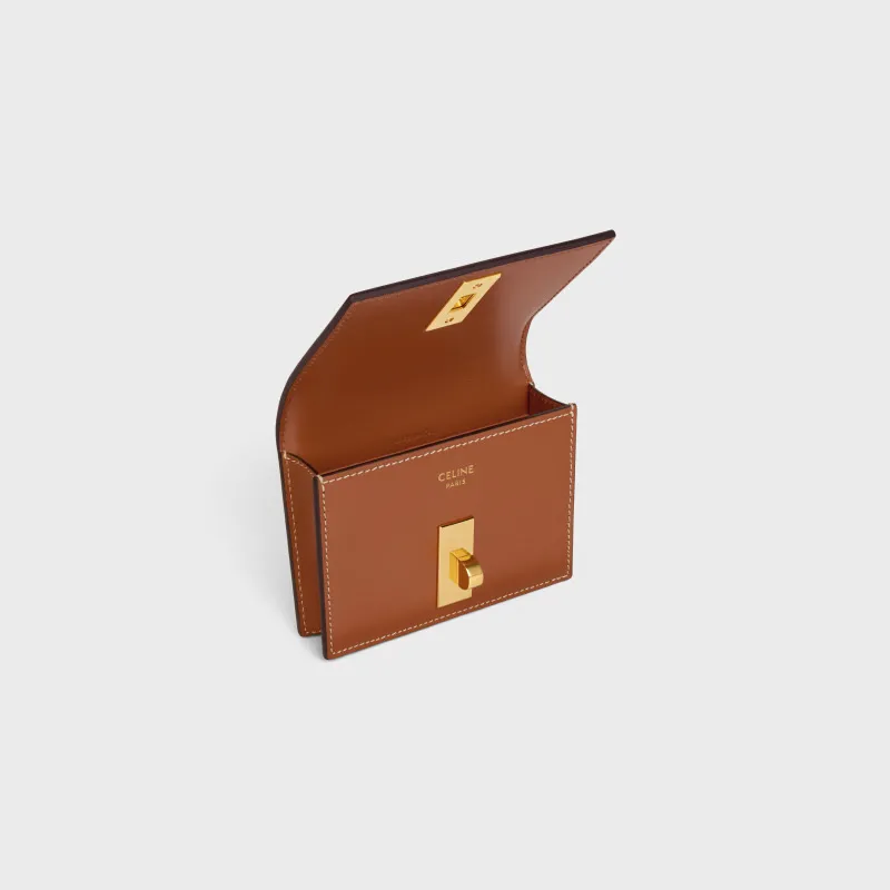 [Special grade pure steel hardware original leather] ¥620 TRIOMPHE bright cow leather card holder No.: 10M473GCG.38NO473 473 Yellow brown full leather Size: w10.2×h7.5×d2.5cm