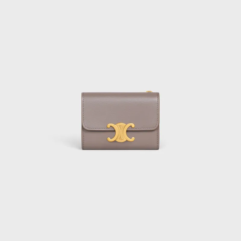 [Special grade pure steel hardware original leather] ¥680 TRIOMPHE glossy leather short wallet/No.: 10l653DS3.04LU652 653 Pebble full leather Size: w9.5×h7.5×3cm