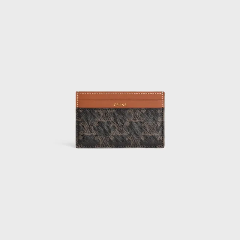 [Extra-grade pure steel hardware original leather] ¥290 Medium logo printed card holder Signature printing, cow leather binding, cow leather lining, gold finish, 4 card slots, 1 flat pocket No.: 10P644ERN.04LU 322 322 Yellow brown/Presbyopia Size: w11×7cm