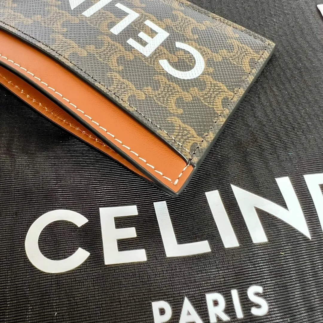 460💰Card holder with printed logo, dimensions 10.5x7 cm, coated canvas, sheepskin binding, lining calfskin/fabric, gold-tone hardware, 2 card slots, 1 flat pocket, No. 10B702