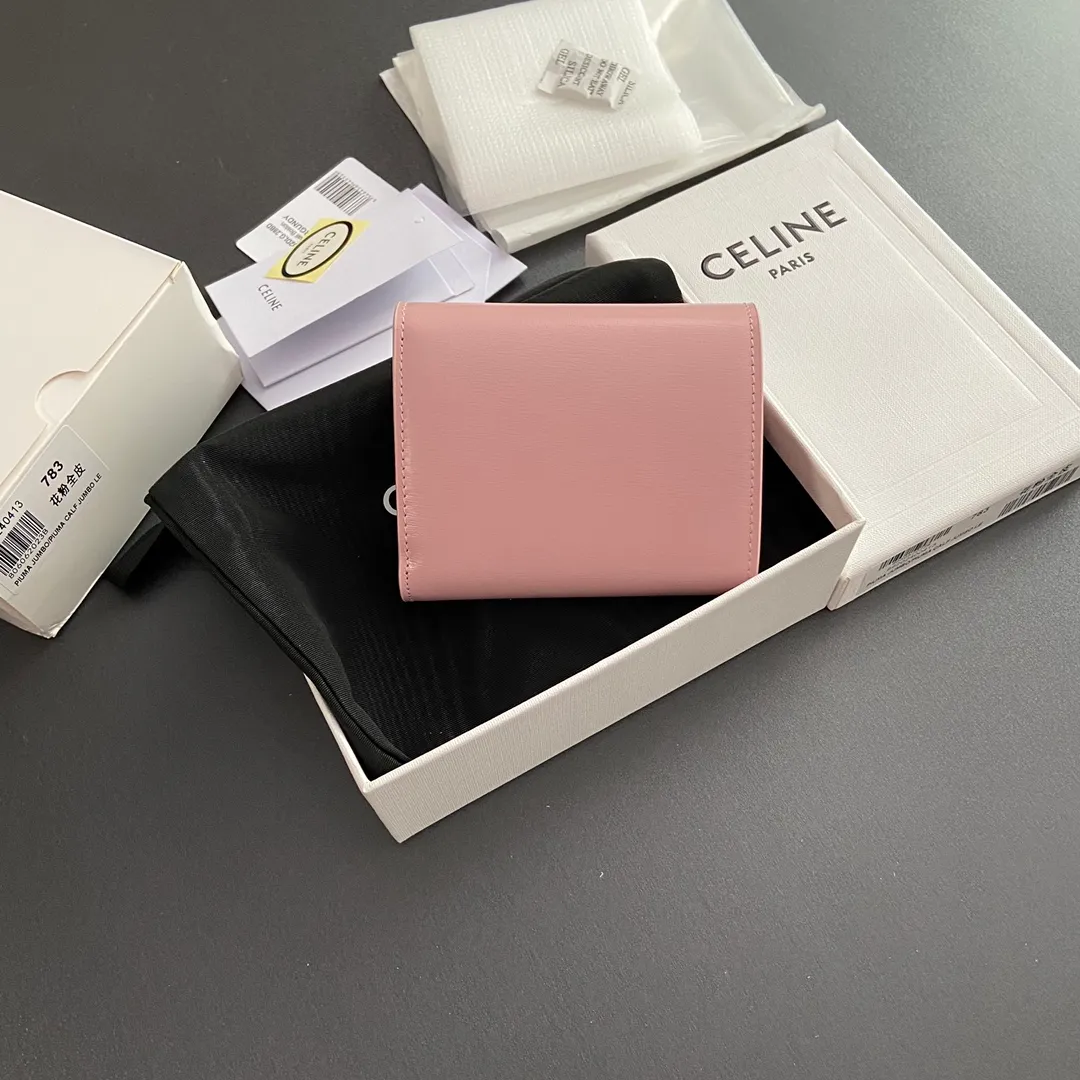 [Special grade pure steel hardware original leather] ¥700 TRIOMPHE bright cow leather wallet/2024 Xiaosai 5 card slots 1 folding coin bag with snap button 1 flat pocket 1 banknote bag No.: 10D782CQH.04LU783 783 pollen full leather Size: w10.5×9×3cm.