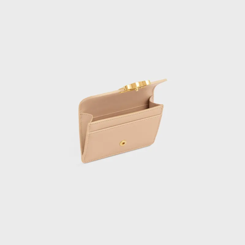 [Special grade pure steel hardware original leather] TRIOMPHE glossy cow leather flip card holder/2024 small competition No.: 10I 582 CPJ.04LU 583 nude full leather