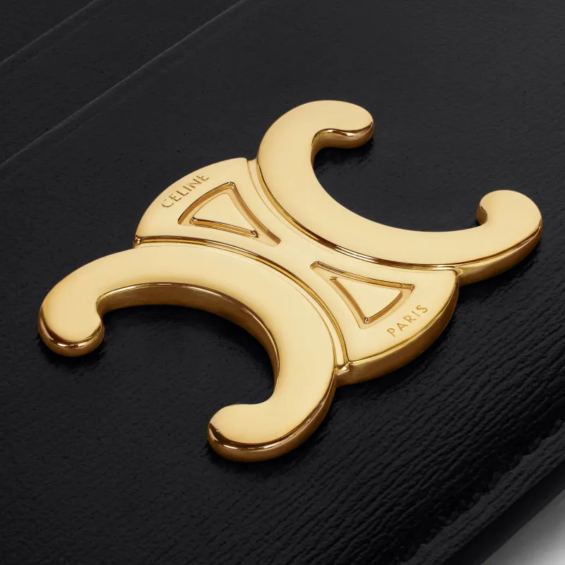 [Special grade pure steel hardware original leather] ¥460 TRIOMPHE bright cow leather card holder / No.: 10L832CQH.04LU833 833 Black full leather Size: w11×8cm