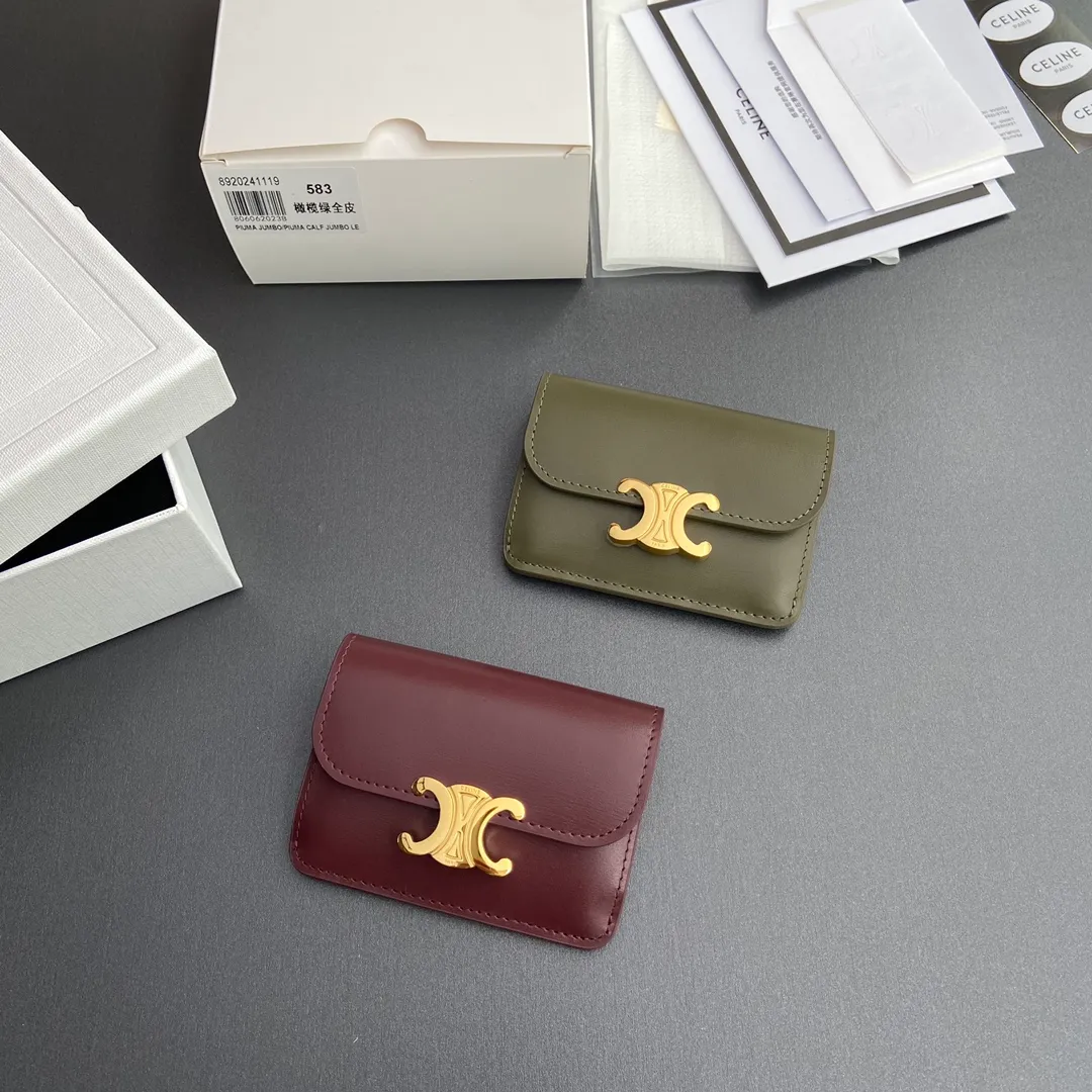 [Special grade pure steel hardware original leather] ¥560 TRIOMPHE glossy cow leather flip card holder/2024 Xiaosai No.: 10I 582 CPJ.04LU 583 Full leather Size: w10×h7.5×d2cm