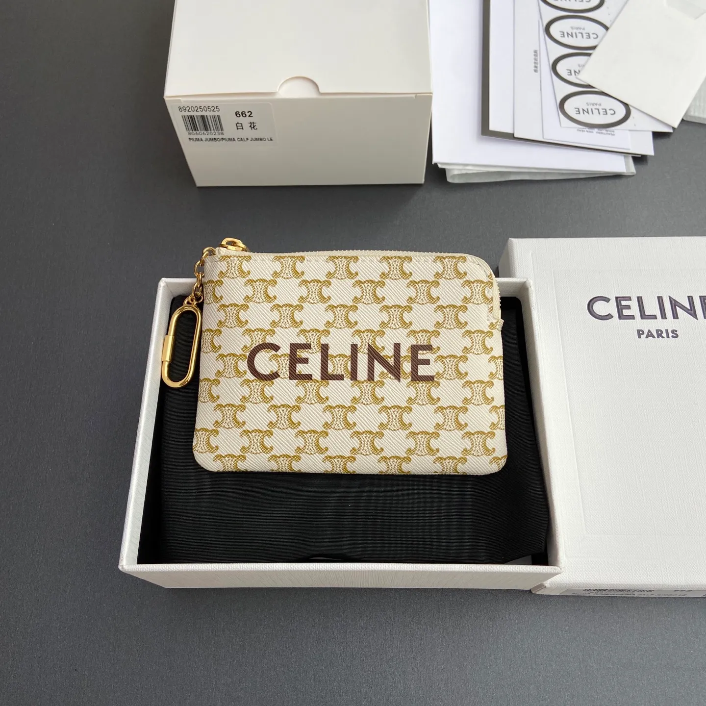 [Special grade imported original leather] ¥460 TRIOMPHE logo printing with hook buckle coin card holder No.: 10C 662 BTA.38NO663 662 White presbyopia Size: w13×h9.5cm