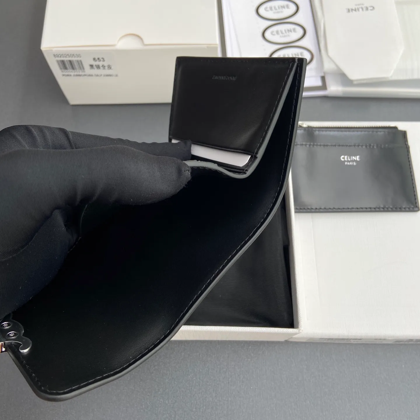 [Extra-grade pure steel hardware original leather] ¥680 TRIOMPHE glossy leather short wallet 4 card slots 2 patch pockets 1 cash compartment 1 detachable zipper card holder with snaps No.: 10l653DS3.04LU652 653 Black and silver full leather Size: w9.5×h7.5×3cm