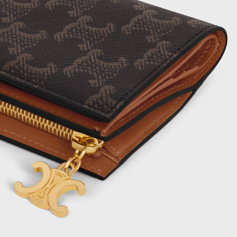 [Special grade pure steel hardware original leather] ¥600 TRIOMPHE iconic short wallet No.: 10M 103 FVO.38NO 102 102 Yellow brown/Presbyopia Size: W9×H10.5×D2cm