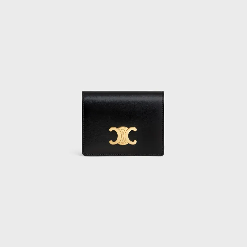 [Special grade pure steel hardware original leather] TRIOMPHE cow leather flip business card holder card holder/2024 small game No.: 10M123FOZ.38NO122 123 black full leather