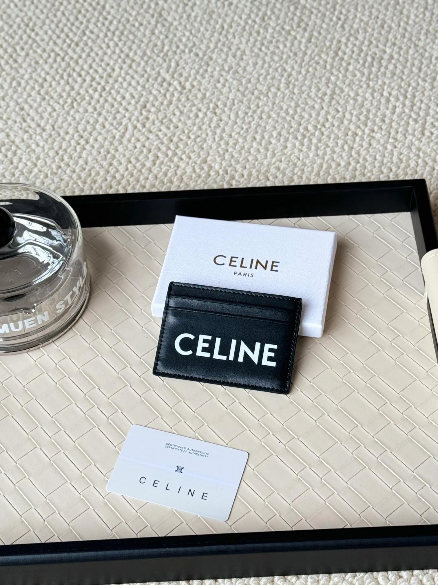 💰100CELINE. TRIOMPHE logo printed card holder/2024 Xiaosai Coated canvas, sheepskin binding 2 card slots 1 flat pocket Number: 10B702 Size: w10.5×7cm