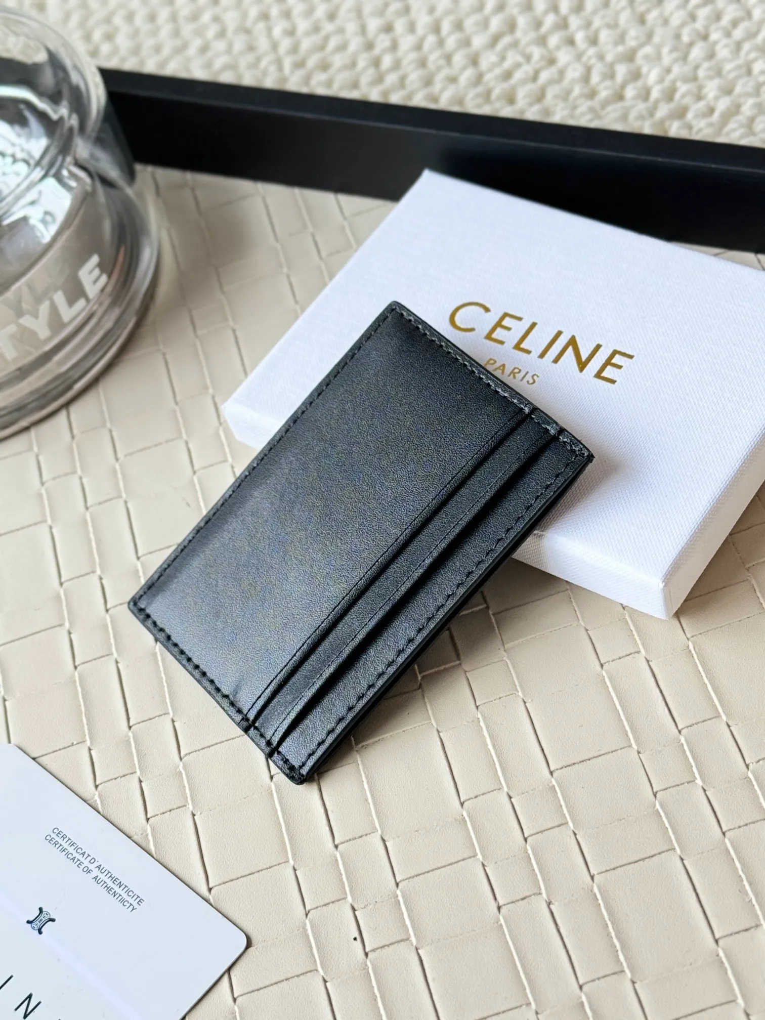 💰100CELINE. TRIOMPHE logo printed card holder/2024 Xiaosai Coated canvas, sheepskin binding 2 card slots 1 flat pocket Number: 10B702 Size: w10.5×7cm