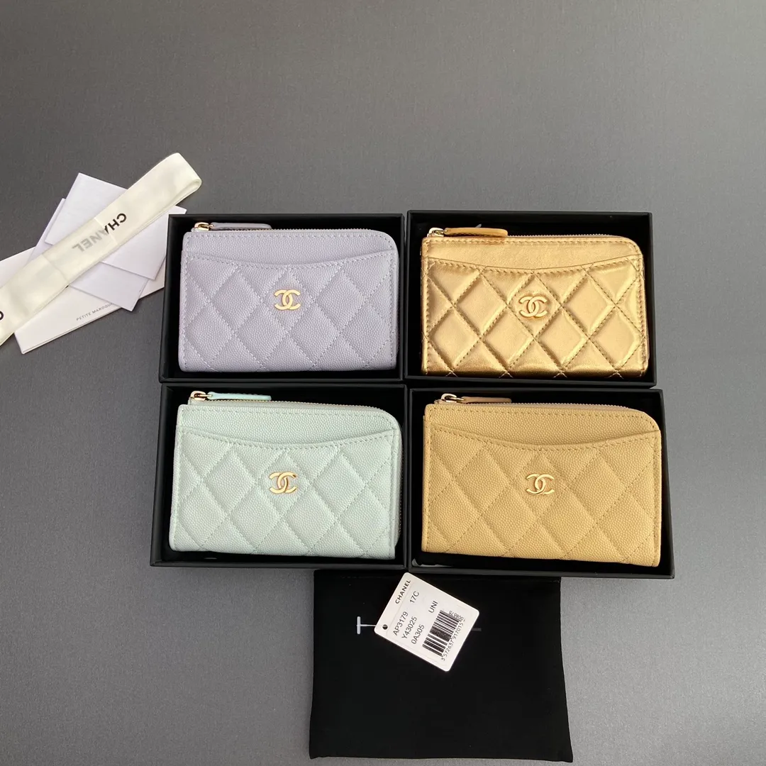 [Special grade hardware original leather] Xiaoxiang small zipper bag card holder series quilted card holder with iconic metal logo No.: 3179 Xiaoxiang combination picture