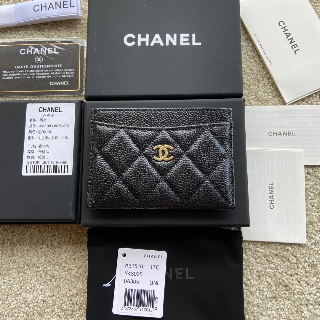 190💰Xiaoxiang imported Italian leather Item number: A31510 0213 Size: w11×h7.5cm Color: black ball pattern gold steel mark