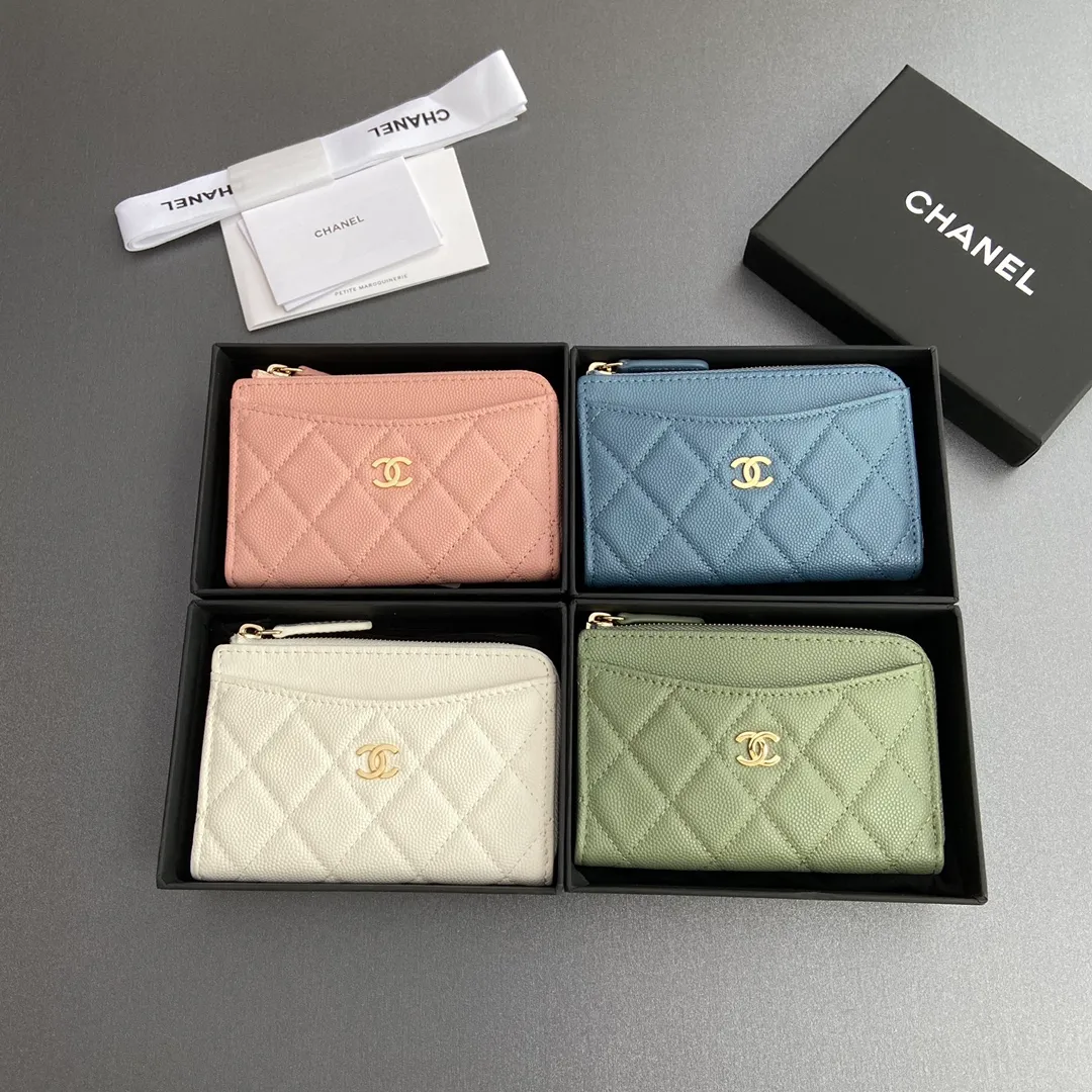 [Special grade hardware original leather] Xiaoxiang small zipper bag card holder series quilted card holder with iconic metal logo No.: 3179