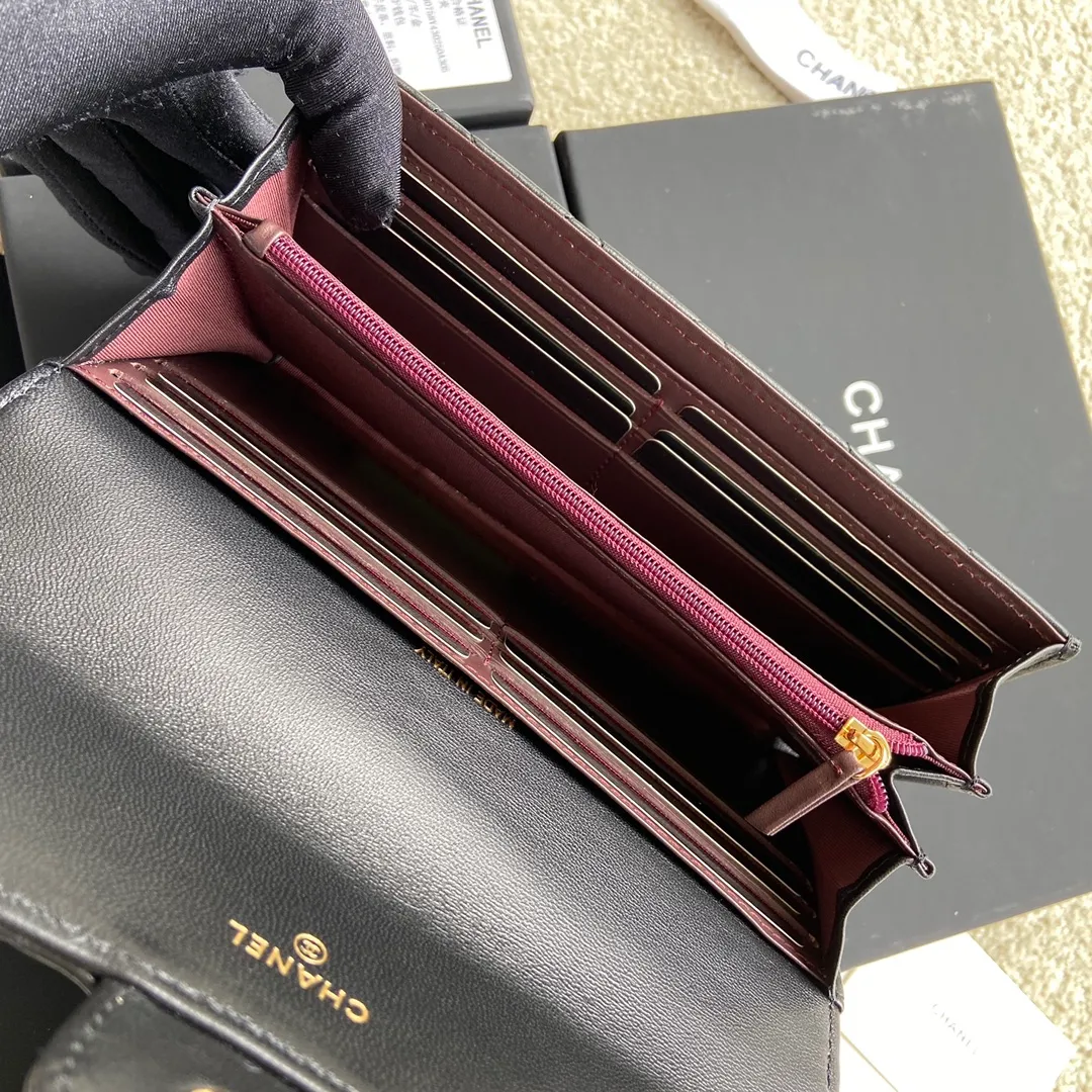 460💰Xiaoxiang imported Italian lambskin Item number: A80758 Size: w19×h10.5×3cm Color: black lambskin gold steel mark