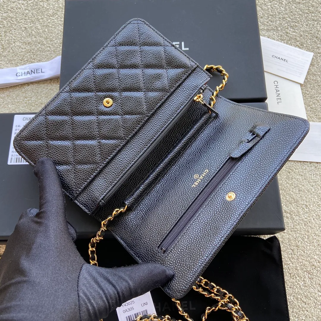 Snap button 600💰Xiaoxiang imported Italian lambskin Item number: A33814 Size: w20×h13×d3.5cm Color: black ball pattern gold steel mark