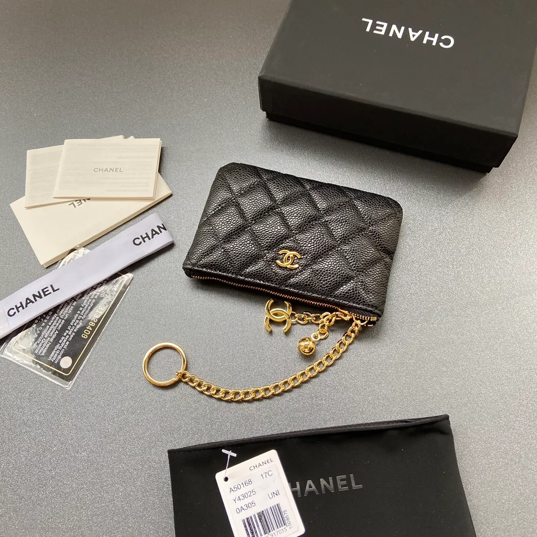 250💰Xiaoxiang imported Italian grain cowhide Item number: A50168 Size: w14×h9.5cm Color: black ball pattern gold buckle