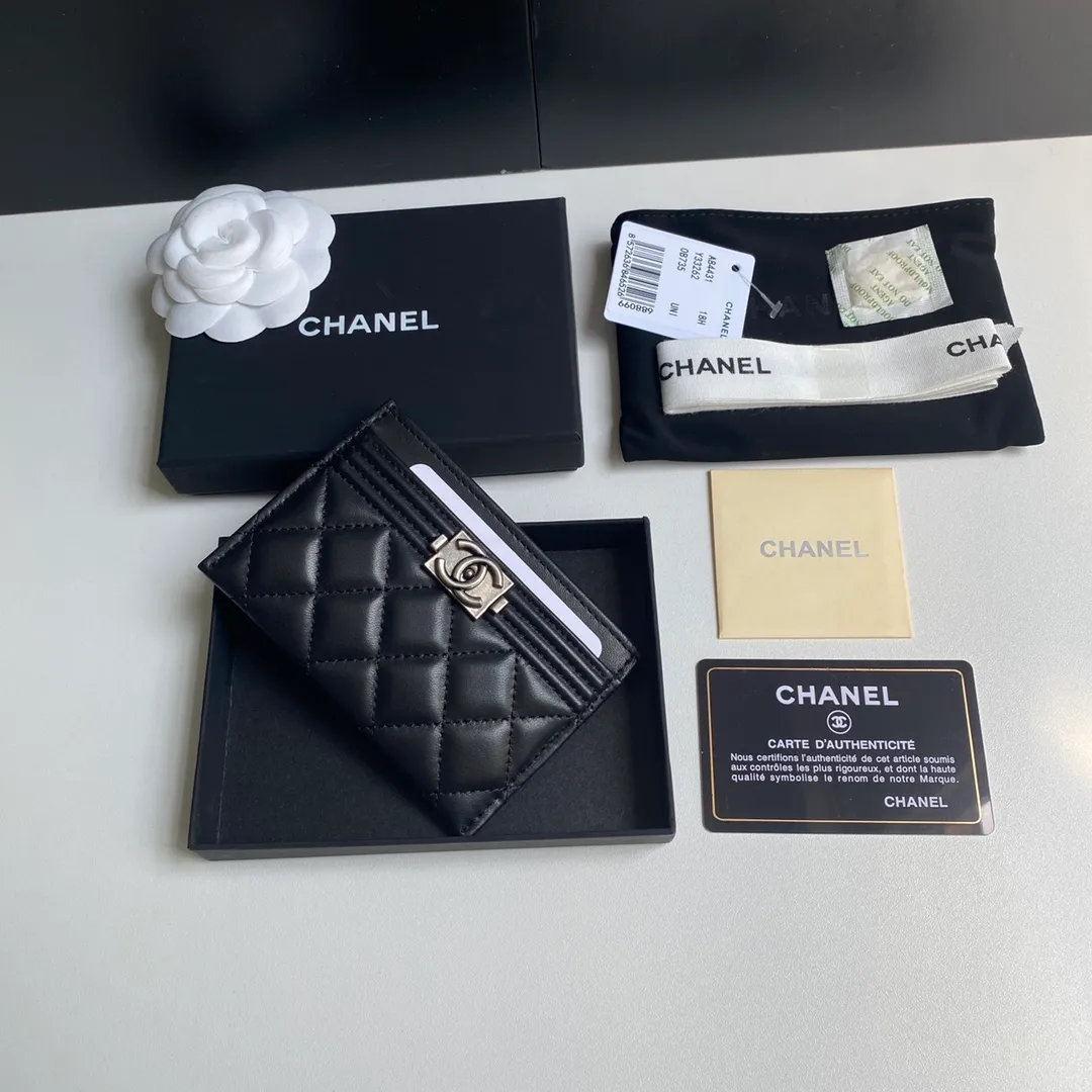 220💰 [Original order quality] [Delivery packaging] CHANEL, original order quality, leboy card holder 💦 style number A84431 top leather hardware, beautiful details, complete package! Size 11*7.5*1.