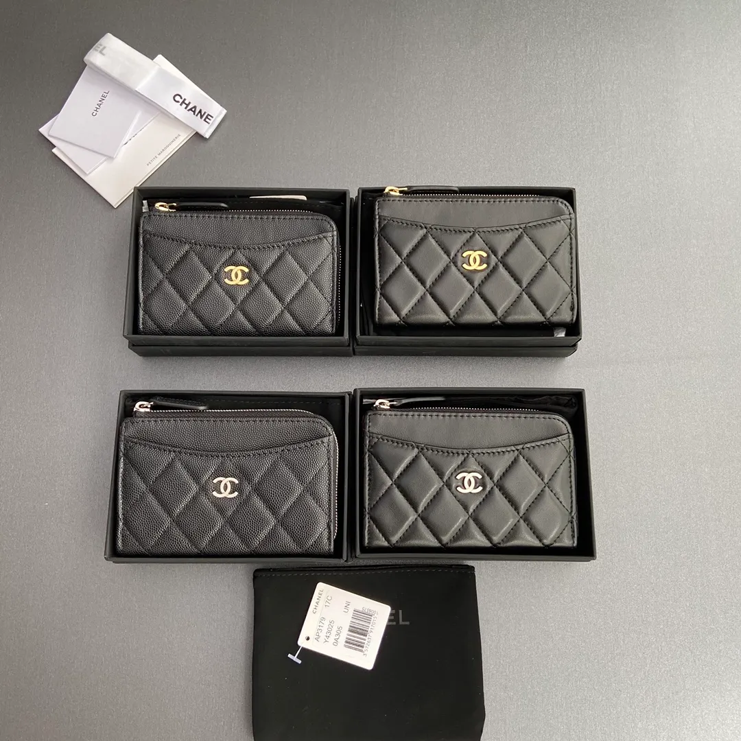 [Special grade hardware original leather] Xiaoxiang small zipper bag card holder series quilted card holder with iconic metal logo No.: 3179