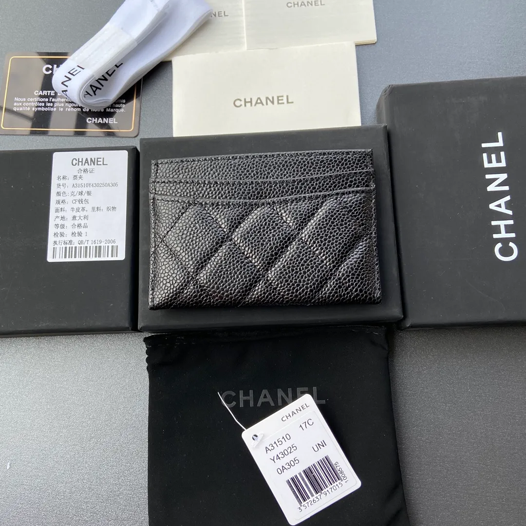 190💰Xiaoxiang imported Italian leather Item number: A31510 0213 Size: w11×h7.5cm Color: black ball pattern silver steel mark