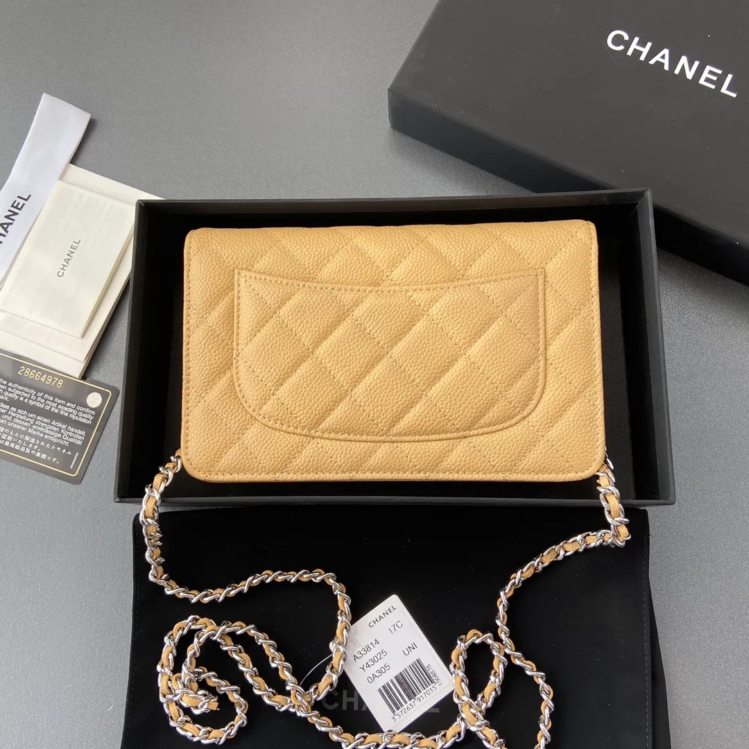 Snap button 600💰Xiaoxiang imported Italian calfskin Item number: A33814 Size: w20×h13×d3.5cm Color: apricot ball pattern silver buckle steel mark