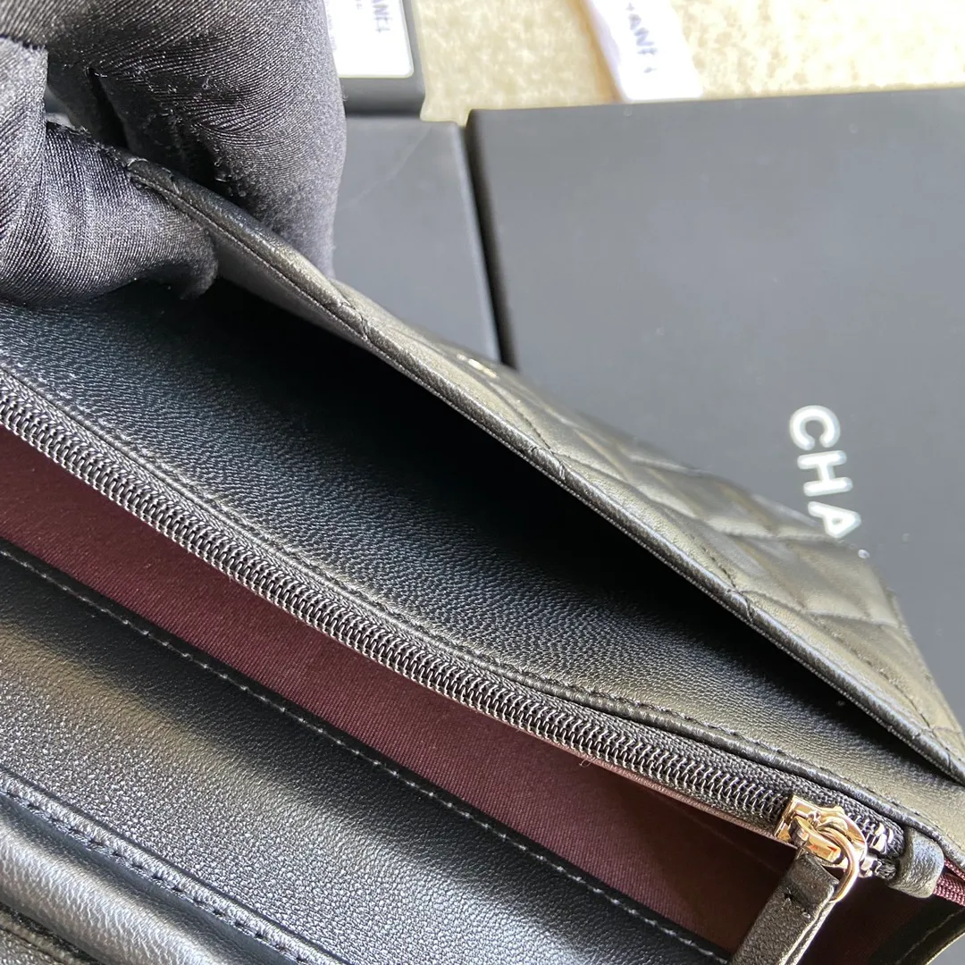 Snap button 600💰Xiaoxiang imported Italian lambskin Item number: A33814 Size: w20×h13×d3.5cm Color: black lambskin silver steel mark