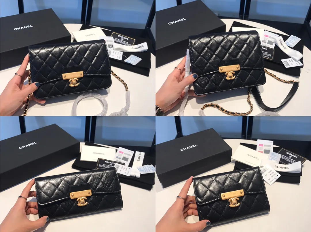 Buy Chanel's latest 🆕imported oil wax cowhide series retro metal locks in stock