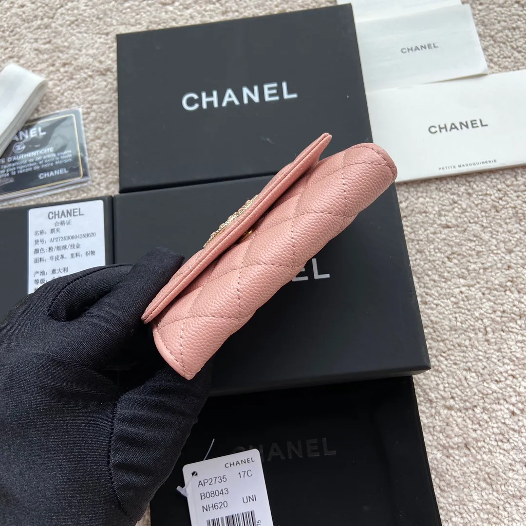 340💰Xiaoxiang imported Italian fine ball grain cowhide Item number: AP5470 Size: w11×h7cm Color: pink ball grain diamond hardware