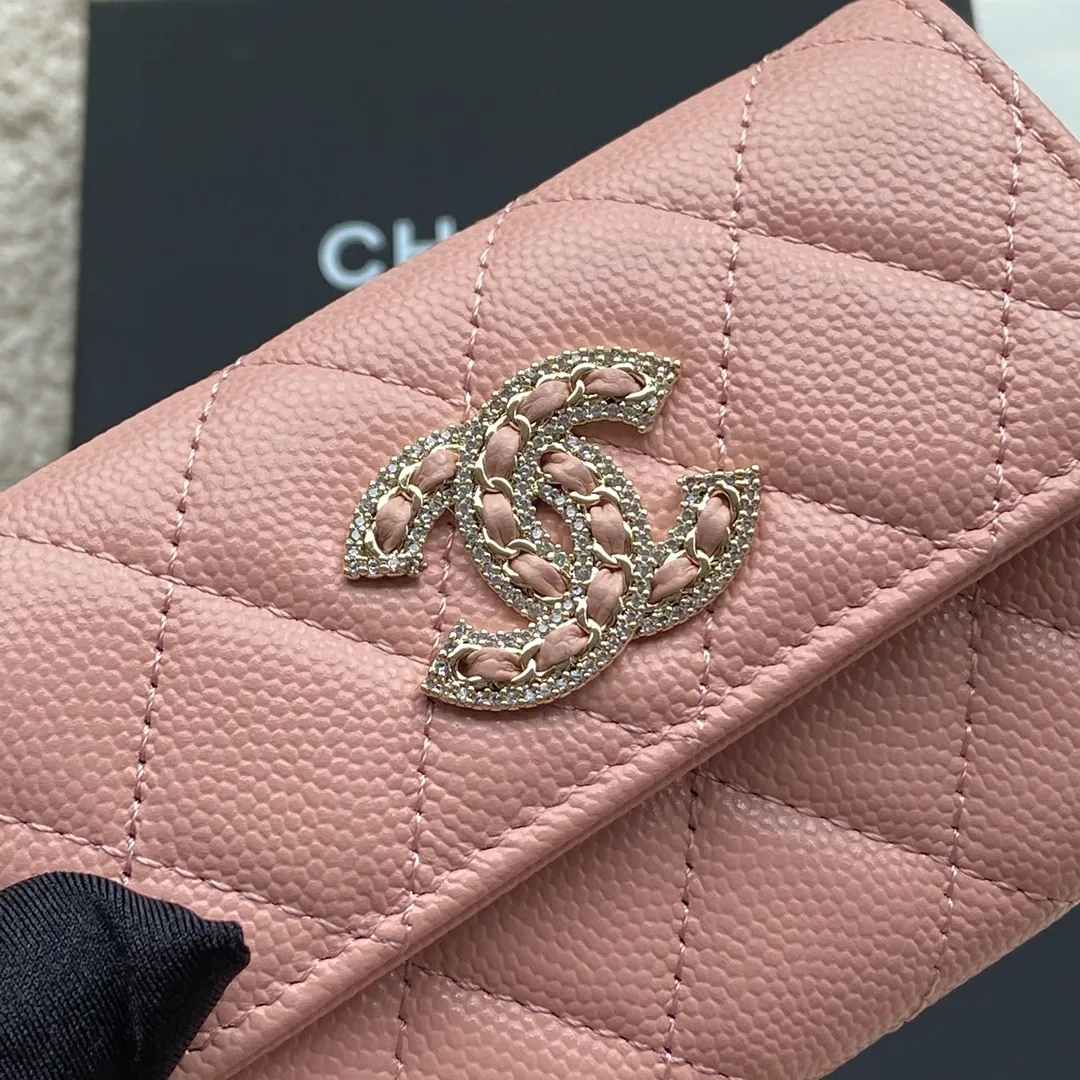 340💰Xiaoxiang imported Italian fine ball grain cowhide Item number: AP5470 Size: w11×h7cm Color: pink ball grain diamond hardware