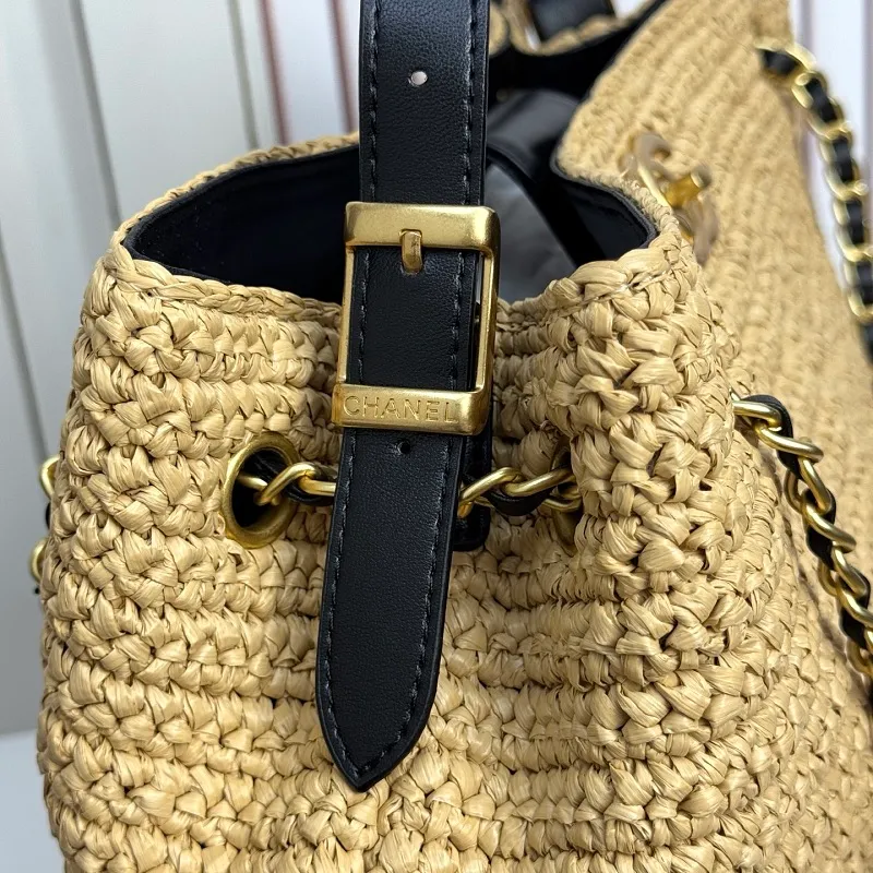 All Categories Official Website "Brand Women's Bags" Women's Bags 💙 Chanel 2026 Chanel Cruise Straw & Lambskin Tote Bag