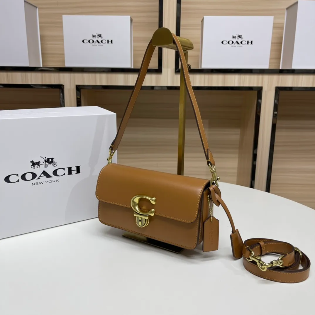Top original order p480💰Coach new Coach baguette bag leather crossbody bag [rose][rose] model CE331 women's bag STUDIO BAGUETTE, size: 20*10*7[fireworks][fireworks][fireworks]