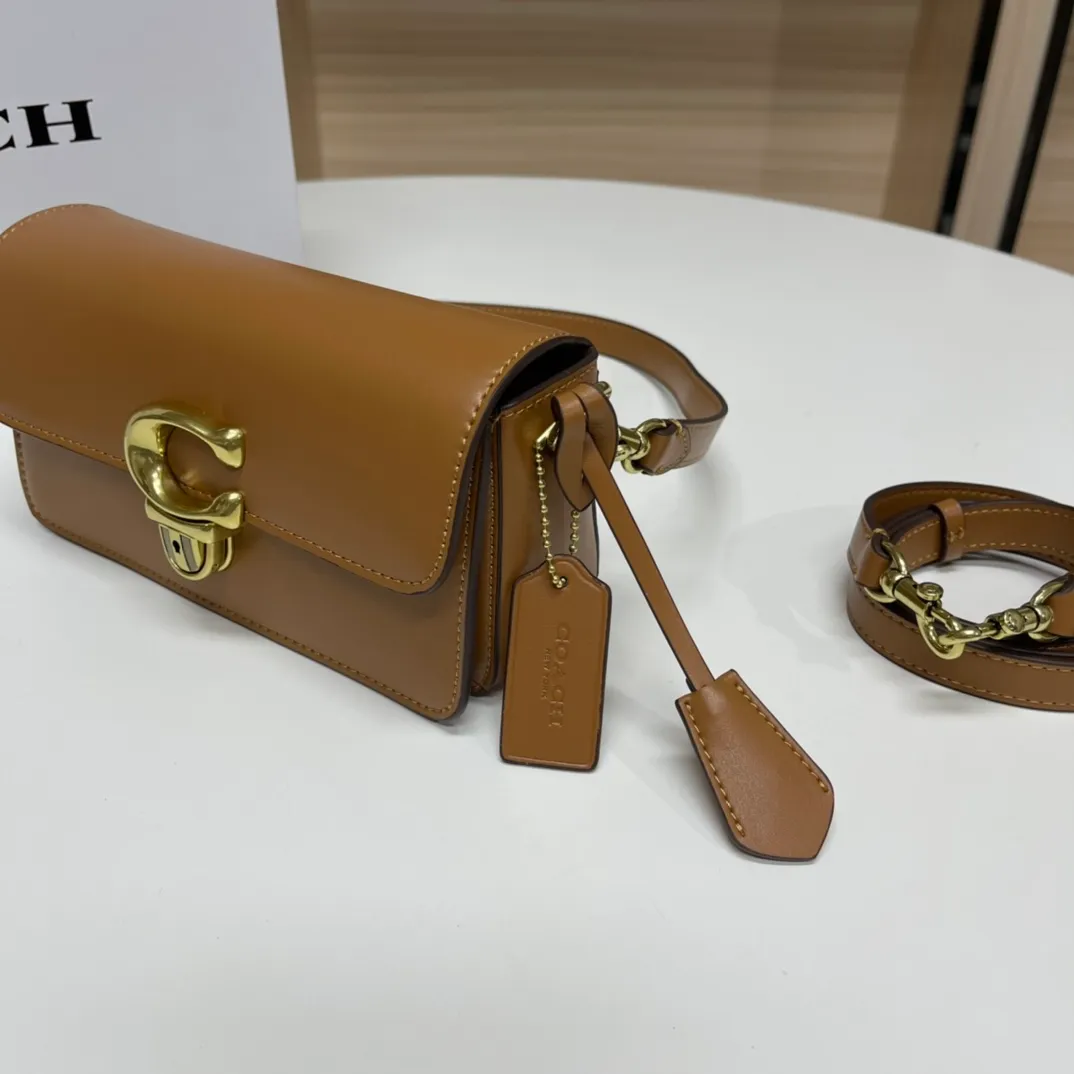 Top original order p480💰Coach new Coach baguette bag leather crossbody bag [rose][rose] model CE331 women's bag STUDIO BAGUETTE, size: 20*10*7[fireworks][fireworks][fireworks]