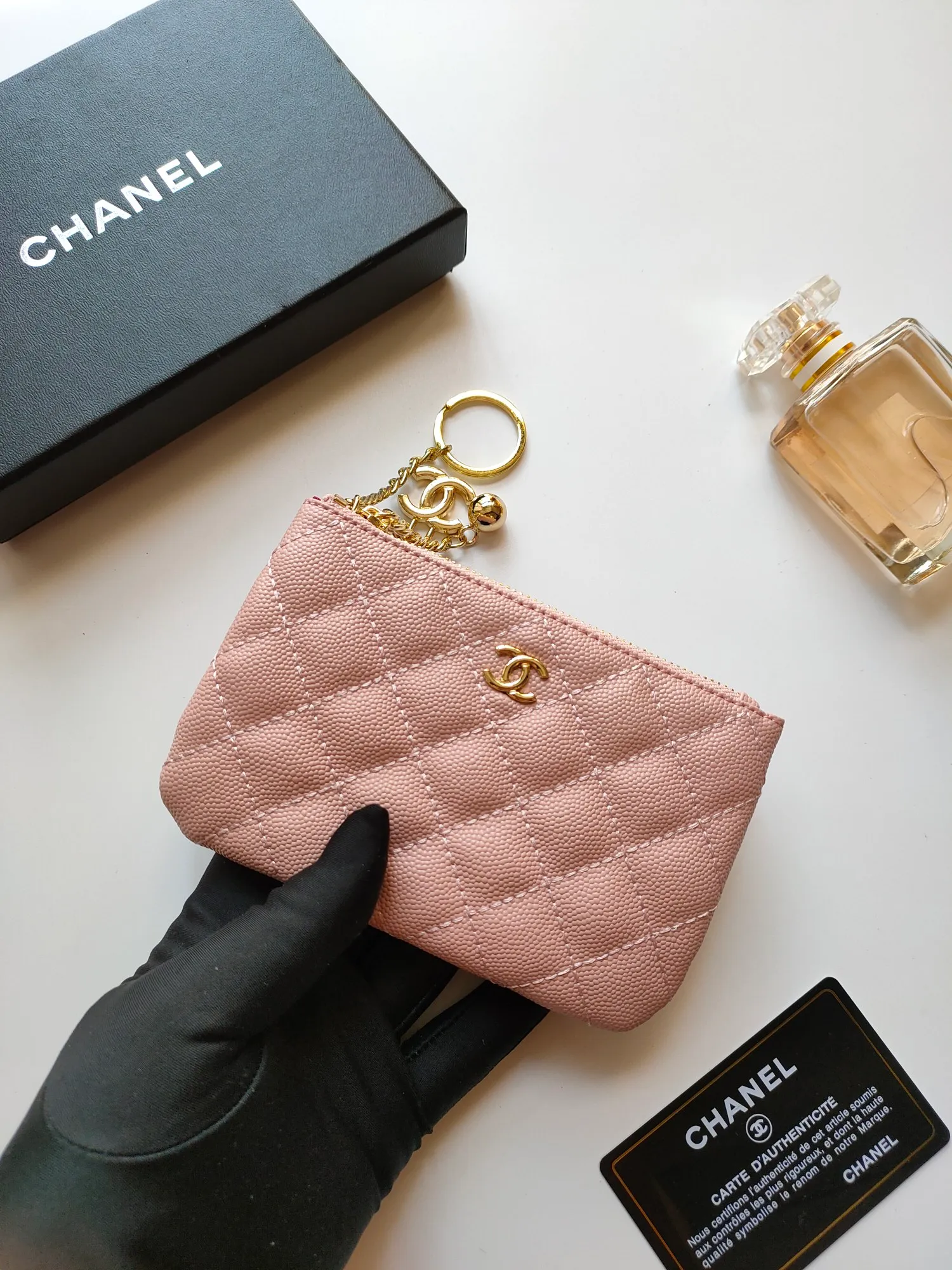 ￥120 CHANEL's new pendant coin purse 💦Model No. A50168 top-quality leather hardware, rhombus pattern. Beautiful details, complete package! Size:14-10-1cm