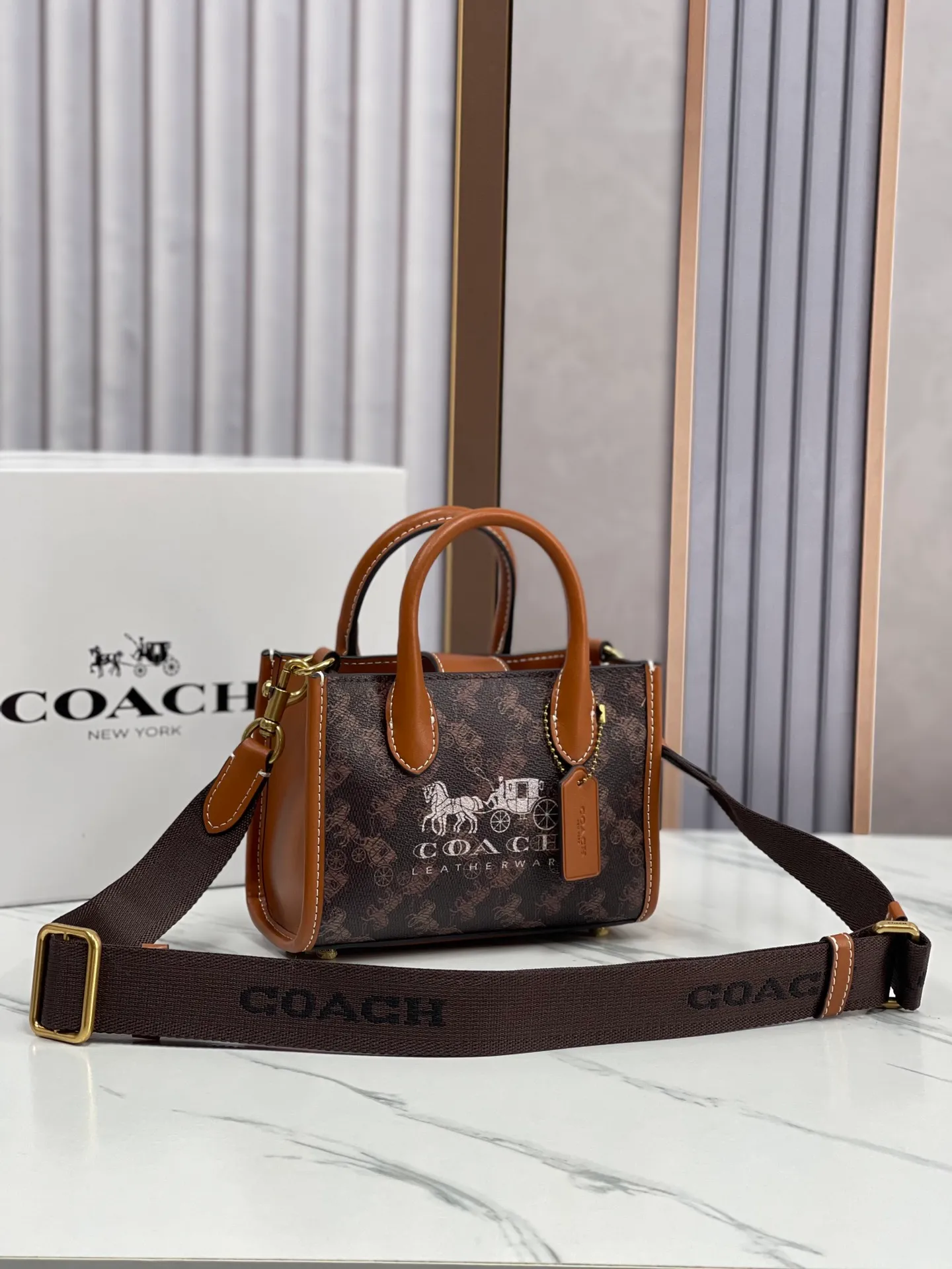 Top original order p420💰coach/Coach new small size model CT890/CT891 counter new ACE carriage pattern women's tote bag single shoulder crossbody handheld tote bag double shoulder strap design size: 18·13·8